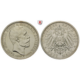 Deutsches Kaiserreich, Schwarzburg-Sondershausen, Karl Günther, 3 Mark 1909, auf den Tod, A, ss-vz/vz, J. 170