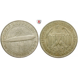 Weimarer Republik, 5 Reichsmark 1930, Zeppelin, A, vz/vz-st, J. 343