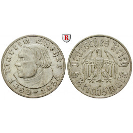 Drittes Reich, 5 Reichsmark 1933, Luther, A, f.vz, J. 353