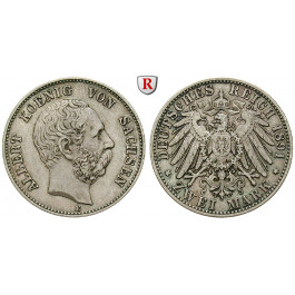 Deutsches Kaiserreich, Sachsen, Albert, 2 Mark 1891, E, ss+, J. 124