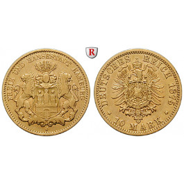 Deutsches Kaiserreich, Hamburg, 10 Mark 1875, J, ss, J. 209