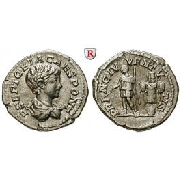 Römische Kaiserzeit, Geta, Caesar, Denar 199-202, vz+