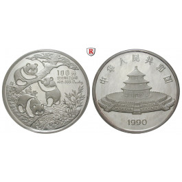 China, Volksrepublik, 100 Yuan 1990, 372,88 g fein, PP