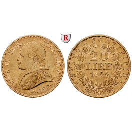 Vatikan, Pius IX., 20 Lire 1866, 5,81 g fein, ss