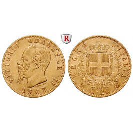 Italien, Königreich, Vittorio Emanuele II., 20 Lire 1863, 5,81 g fein, ss-vz/vz