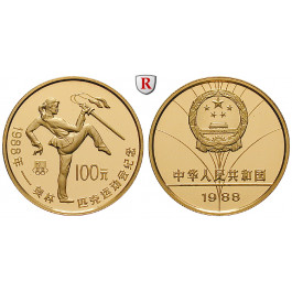 China, Volksrepublik, 100 Yuan 1988, 15,55 g fein, PP