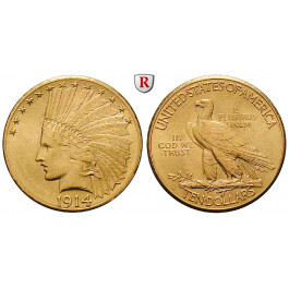 USA, 10 Dollars 1914, 15,05 g fein, f.vz