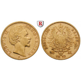 Deutsches Kaiserreich, Bayern, Ludwig II., 20 Mark 1873, D, ss, J. 194