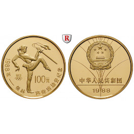 China, Volksrepublik, 100 Yuan 1988, 15,55 g fein, PP