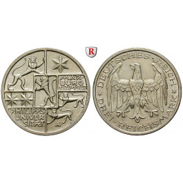 Weimarer Republik, 3 Reichsmark 1927, Uni Marburg, A, vz-st/vz, J. 330