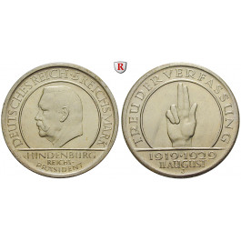 Weimarer Republik, 5 Reichsmark 1929, Verfassung, J, vz+, J. 341