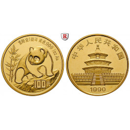 China, Volksrepublik, 100 Yuan 1990, 31,1 g fein, st