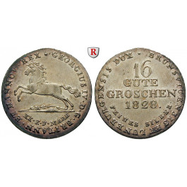 Braunschweig, Königreich Hannover, Georg IV., 16 Gute Groschen 1828, vz-st