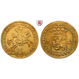 Niederlande, Holland, 7 Gulden (1/2 Goldener Reiter) 1763, ss-vz