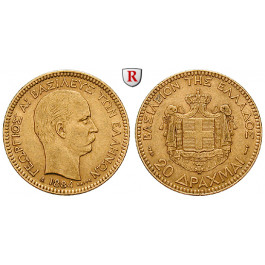 Griechenland, Georg I., 20 Drachmai 1884, 5,81 g fein, ss-vz