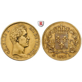 Frankreich, Charles X., 40 Francs 1830, 11,61 g fein, ss