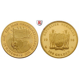 Surinam, 100 Gulden 1976, 6,05 g fein, PP