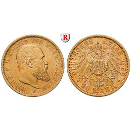 Deutsches Kaiserreich, Württemberg, Wilhelm II., 20 Mark 1900, F, f.vz, J. 296