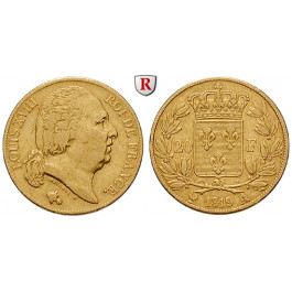 Frankreich, Louis XVIII., 20 Francs 1819, 5,81 g fein, ss