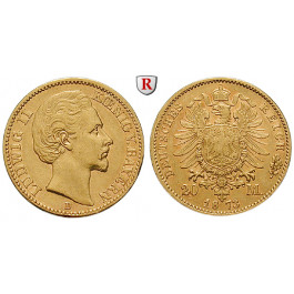 Deutsches Kaiserreich, Bayern, Ludwig II., 20 Mark 1873, D, ss+, J. 194