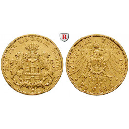 Deutsches Kaiserreich, Hamburg, 20 Mark 1895, J, ss-vz, J. 212