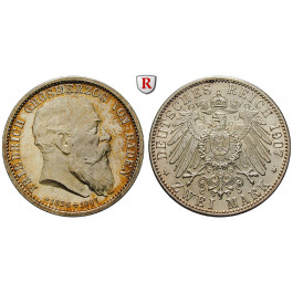 Deutsches Kaiserreich, Baden, Friedrich I., 2 Mark 1907, Auf den Tod, G, f.st, J. 36