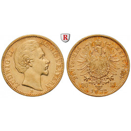 Deutsches Kaiserreich, Bayern, Ludwig II., 20 Mark 1872, D, ss+, J. 194