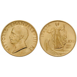 Italien, Königreich, Vittorio Emanuele III., 100 Lire 1931, 7,92 g fein, f.st