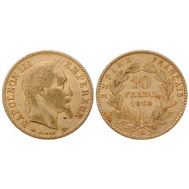 Frankreich, Napoleon III., 10 Francs 1868, 2,9 g fein, ss