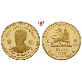 Äthiopien, Haile Selassie I., 10 Dollars 1966, 3,6 g fein, PP
