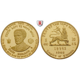 Äthiopien, Haile Selassie I., 20 Dollars 1966, 7,2 g fein, PP