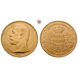 Monaco, Albert I., 100 Francs 1895, 29,03 g fein, ss
