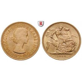 Grossbritannien, Elizabeth II., Sovereign 1957-1968, 7,32 g fein, bfr.