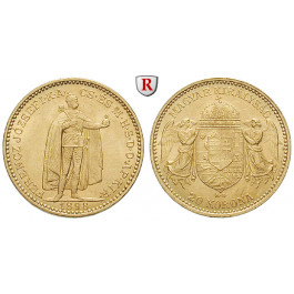 Ungarn, Franz Joseph I., 20 Korona 1898, 6,09 g fein, vz-st