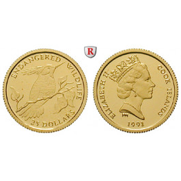 Cook-Inseln, Elizabeth II., 25 Dollars 1991, 1,24 g fein, PP