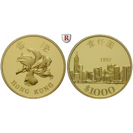 Hong Kong, Unter China, 1000 Dollars 1997, 14,64 g fein, PP