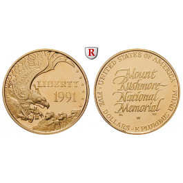 USA, 5 Dollars 1991, 7,52 g fein, PP