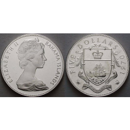 Bahamas, Elizabeth II., 5 Dollars 1970, 38,96 g fein, PP