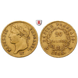 Frankreich, Napoleon I. (Kaiser), 20 Francs 1812, 5,81 g fein, ss