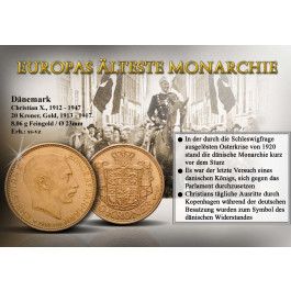 Dänemark, Christian X., 20 Kroner 1913-1917, 8,06 g fein, vz (1)