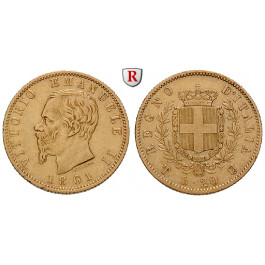 Italien, Königreich, Vittorio Emanuele II., 20 Lire 1861-1878, 5,81 g fein, ss