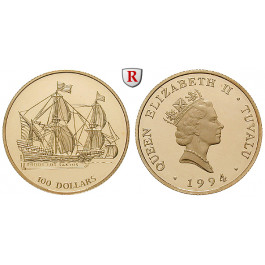 Tuvalu, Elisabeth II., 100 Dollars 1994, 4,53 g fein, PP