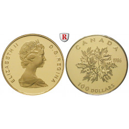 Kanada, Elizabeth II., 100 Dollars 1986, 15,55 g fein, PP