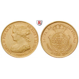 Spanien, Isabella II., 100 Reales 1856-1862, 7,5 g fein, ss-vz