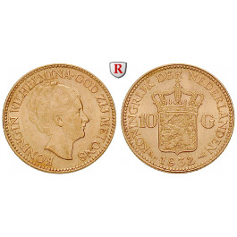 Niederlande, Königreich, Wilhelmina I., 10 Gulden 1925-1933, 6,06 g fein, ss-vz
