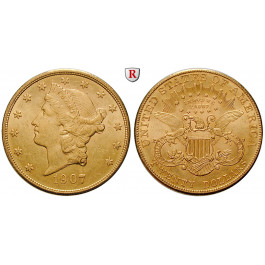 USA, 20 Dollars 1850-1907, 30,09 g fein, ss-vz