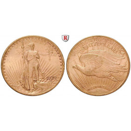 USA, 20 Dollars 1907-1932, 30,09 g fein, ss-vz