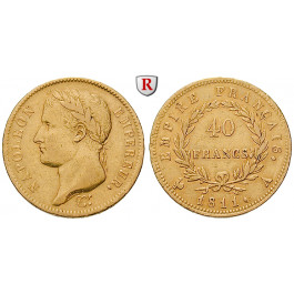 Frankreich, Napoleon I. (Kaiser), 40 Francs 1809-1813, 11,61 g fein, ss
