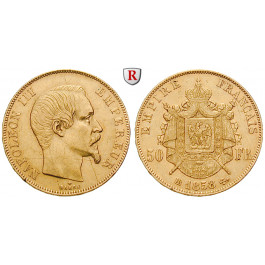 Frankreich, Napoleon III., 50 Francs 1855-1859, 14,52 g fein, ss