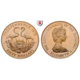 Bahamas, Elizabeth II., 50 Dollars 1973, 7,83 g fein, PP